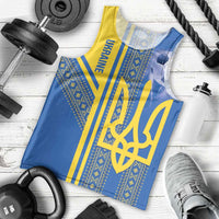 Custom Ukraine Football Men Tank Top Go Blue And Yellow Folk Pattern