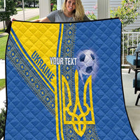 Custom Ukraine Football Quilt Go Blue And Yellow Folk Pattern