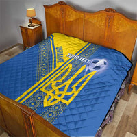 Custom Ukraine Football Quilt Go Blue And Yellow Folk Pattern