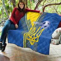 Custom Ukraine Football Quilt Go Blue And Yellow Folk Pattern