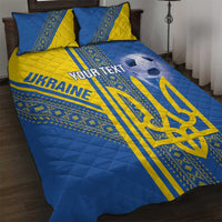 Custom Ukraine Football Quilt Bed Set Go Blue And Yellow Folk Pattern