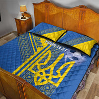 Custom Ukraine Football Quilt Bed Set Go Blue And Yellow Folk Pattern