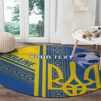 Custom Ukraine Football Round Carpet Go Blue And Yellow Folk Pattern