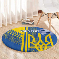 Custom Ukraine Football Round Carpet Go Blue And Yellow Folk Pattern
