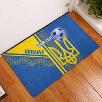 Custom Ukraine Football Rubber Doormat Go Blue And Yellow Folk Pattern