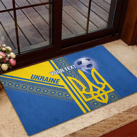 Custom Ukraine Football Rubber Doormat Go Blue And Yellow Folk Pattern