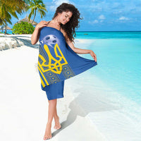 Custom Ukraine Football Sarong Go Blue And Yellow Folk Pattern