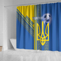 Custom Ukraine Football Shower Curtain Go Blue And Yellow Folk Pattern