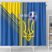 Custom Ukraine Football Shower Curtain Go Blue And Yellow Folk Pattern