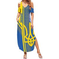 Custom Ukraine Football Summer Maxi Dress Go Blue And Yellow Folk Pattern