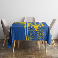 Custom Ukraine Football Tablecloth Go Blue And Yellow Folk Pattern