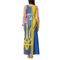 Custom Ukraine Football Tank Maxi Dress Go Blue And Yellow Folk Pattern