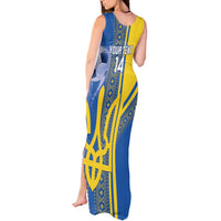 Custom Ukraine Football Tank Maxi Dress Go Blue And Yellow Folk Pattern