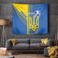 Custom Ukraine Football Tapestry Go Blue And Yellow Folk Pattern