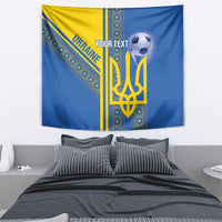 Custom Ukraine Football Tapestry Go Blue And Yellow Folk Pattern