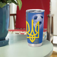 Custom Ukraine Football Tumbler Cup Go Blue And Yellow Folk Pattern