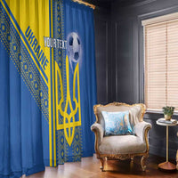 Custom Ukraine Football Window Curtain Go Blue And Yellow Folk Pattern