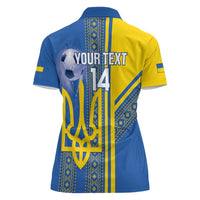 Custom Ukraine Football Women Polo Shirt Go Blue And Yellow Folk Pattern
