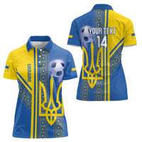 Custom Ukraine Football Women Polo Shirt Go Blue And Yellow Folk Pattern