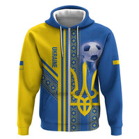 Custom Ukraine Football Zip Hoodie Go Blue And Yellow Folk Pattern