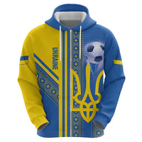 Custom Ukraine Football Zip Hoodie Go Blue And Yellow Folk Pattern