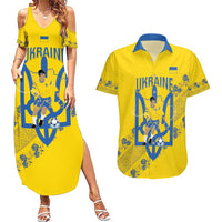 Personalised Ukraine Football Couples Matching Summer Maxi Dress and Hawaiian Shirt Glory to Ukrainian
