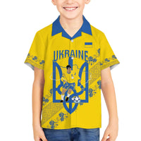 Personalised Ukraine Football Family Matching Off The Shoulder Long Sleeve Dress and Hawaiian Shirt Glory to Ukrainian