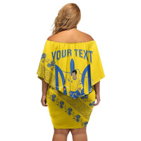Personalised Ukraine Football Family Matching Off Shoulder Short Dress and Hawaiian Shirt Glory to Ukrainian