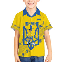 Personalised Ukraine Football Family Matching Off Shoulder Short Dress and Hawaiian Shirt Glory to Ukrainian