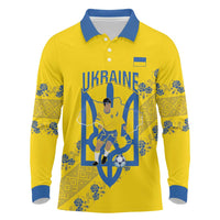 Personalised Ukraine Football Long Sleeve Polo Shirt Glory to Ukrainian