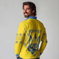 Personalised Ukraine Football Long Sleeve Polo Shirt Glory to Ukrainian