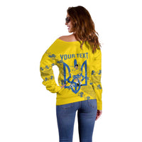 Personalised Ukraine Football Off Shoulder Sweater Glory to Ukrainian