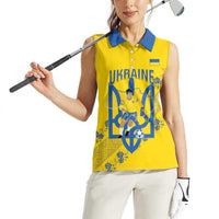 Personalised Ukraine Football Women Sleeveless Polo Shirt Glory to Ukrainian
