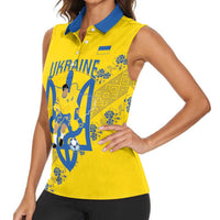 Personalised Ukraine Football Women Sleeveless Polo Shirt Glory to Ukrainian