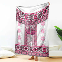 Ukraine Blanket Traditional Braided Rope Belt Pink Folk Pattern