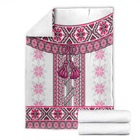 Ukraine Blanket Traditional Braided Rope Belt Pink Folk Pattern