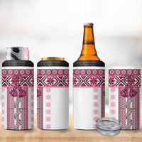 Ukraine 4 in 1 Can Cooler Tumbler Traditional Braided Rope Belt Pink Folk Pattern