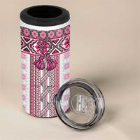 Ukraine 4 in 1 Can Cooler Tumbler Traditional Braided Rope Belt Pink Folk Pattern