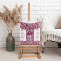 Ukraine Canvas Wall Art Traditional Braided Rope Belt Pink Folk Pattern