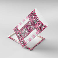 Ukraine Canvas Wall Art Traditional Braided Rope Belt Pink Folk Pattern