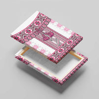 Ukraine Canvas Wall Art Traditional Braided Rope Belt Pink Folk Pattern
