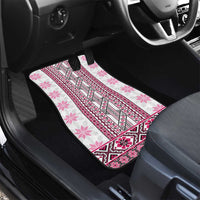 Ukraine Car Mats Traditional Braided Rope Belt Pink Folk Pattern