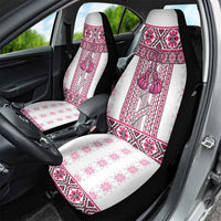 Ukraine Car Seat Cover Traditional Braided Rope Belt Pink Folk Pattern