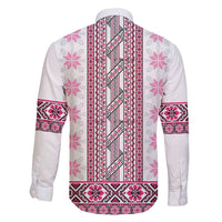 Ukraine Family Matching Short Sleeve Bodycon Dress and Hawaiian Shirt Traditional Braided Rope Belt Pink Folk Pattern