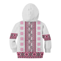 Ukraine Kid Hoodie Traditional Braided Rope Belt Pink Folk Pattern