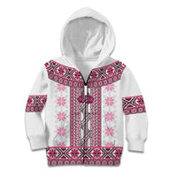 Ukraine Kid Hoodie Traditional Braided Rope Belt Pink Folk Pattern