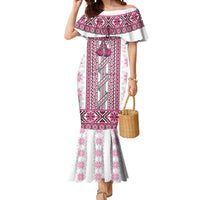 Ukraine Mermaid Dress Traditional Braided Rope Belt Pink Folk Pattern