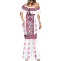 Ukraine Mermaid Dress Traditional Braided Rope Belt Pink Folk Pattern