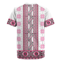 Ukraine Rugby Jersey Traditional Braided Rope Belt Pink Folk Pattern