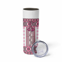 Ukraine Skinny Tumbler Traditional Braided Rope Belt Pink Folk Pattern